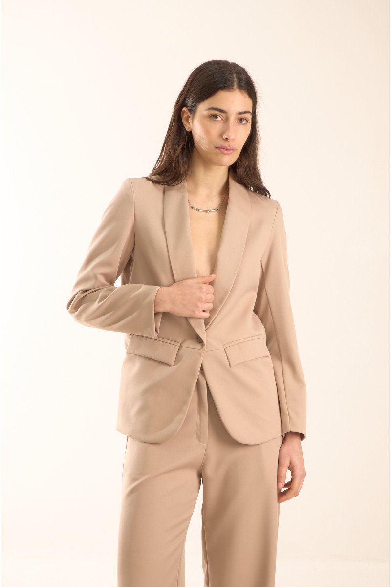Blazer sastrero smoking entallado, forrado y bolsillos