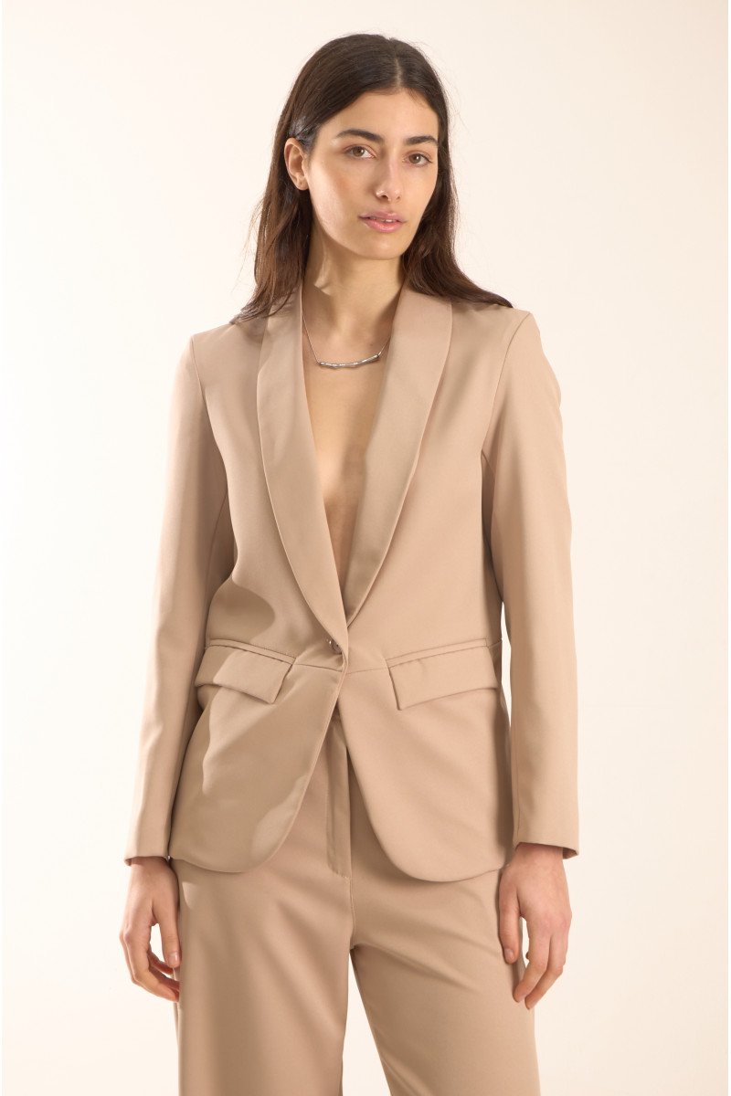 Blazer sastrero smoking entallado, forrado y bolsillos