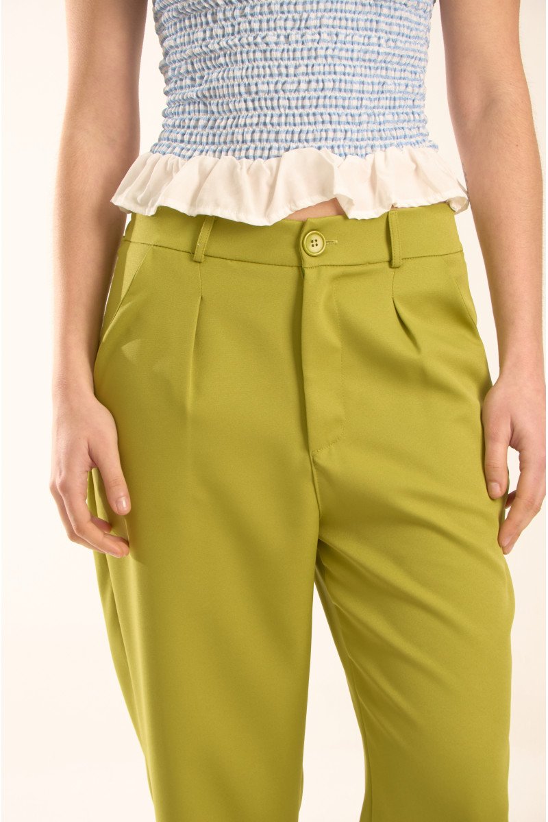 Pantalón sastrero cigarette con elástico, pinzas y bolsillos