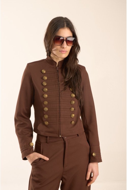 Chaqueta sastrera napoleón militar forrado con cierre y botones